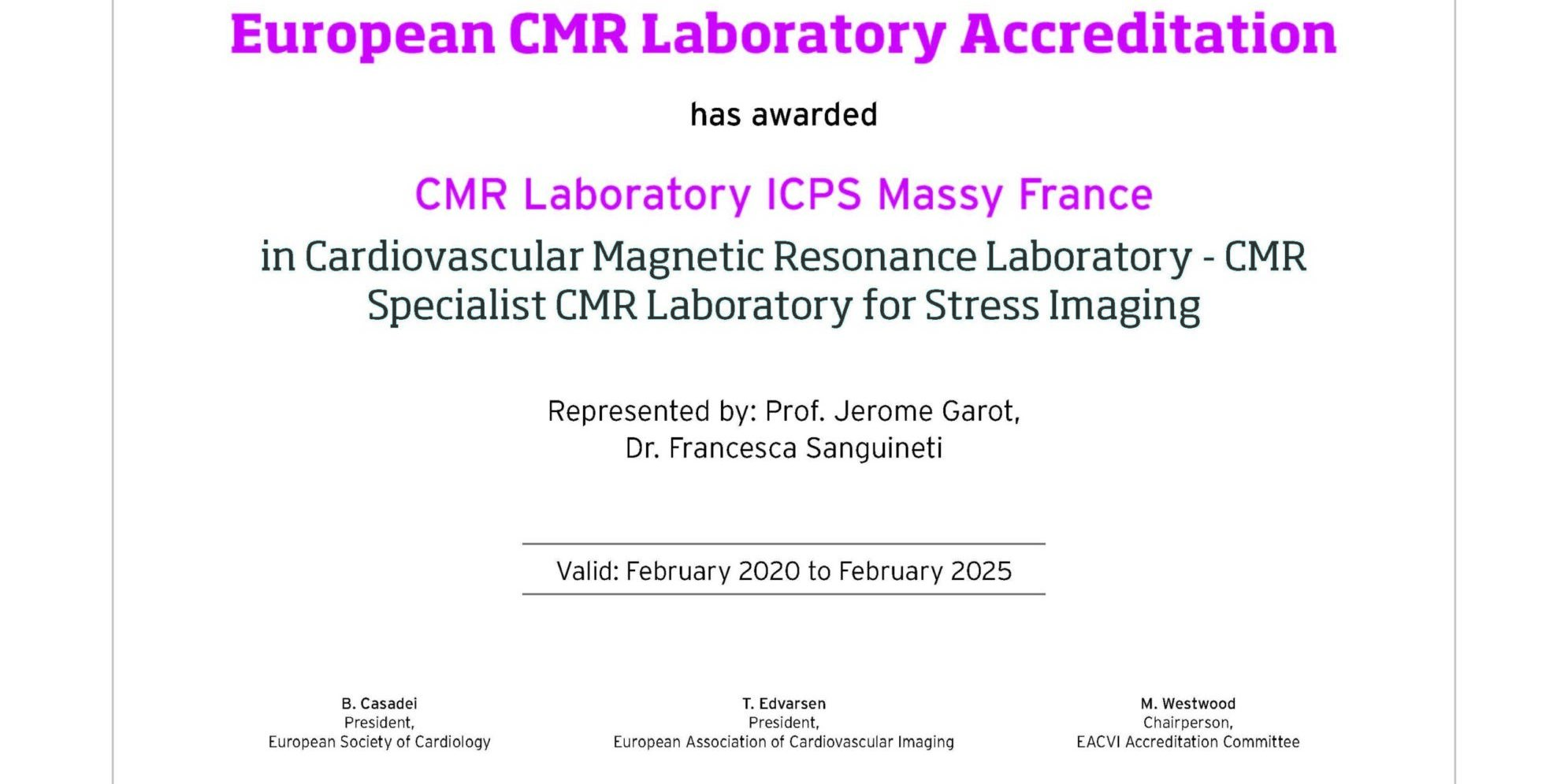 CERTIFICATION EACVI ICPS EACVI